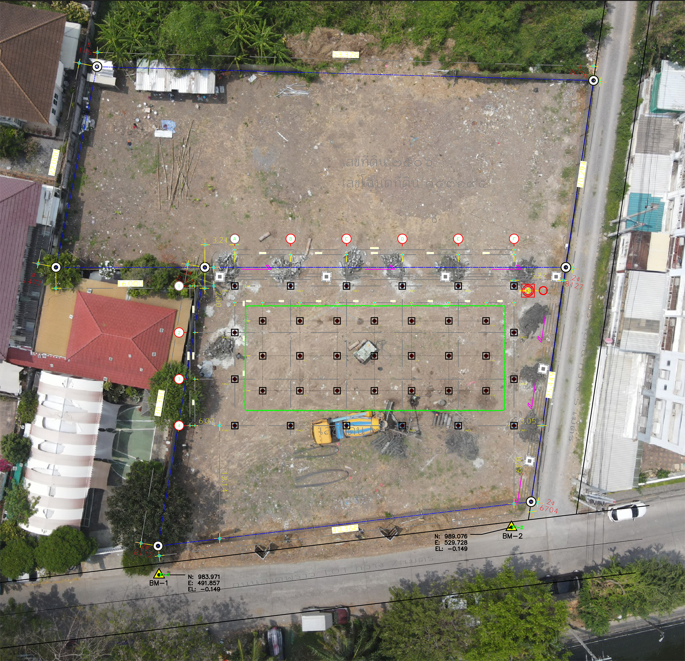 วางผังเสาเข็มอาคารสำนักงาน กรุงเทพ