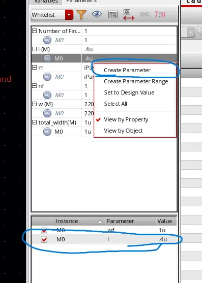 เลือก Create Parameter เพื่อแก้ไขตัวแปร