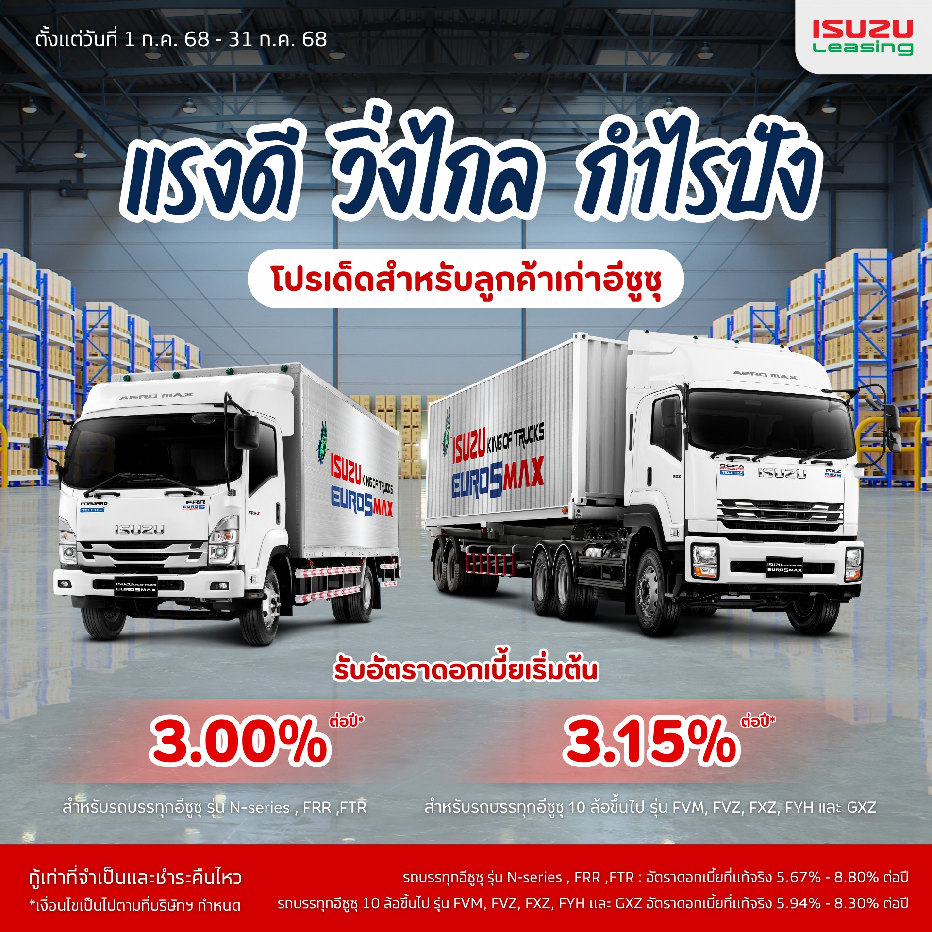 โปรโมชั่นรถบรรทุกอีซูซุ แรงดี วิ่งไกล กำไรปัง
