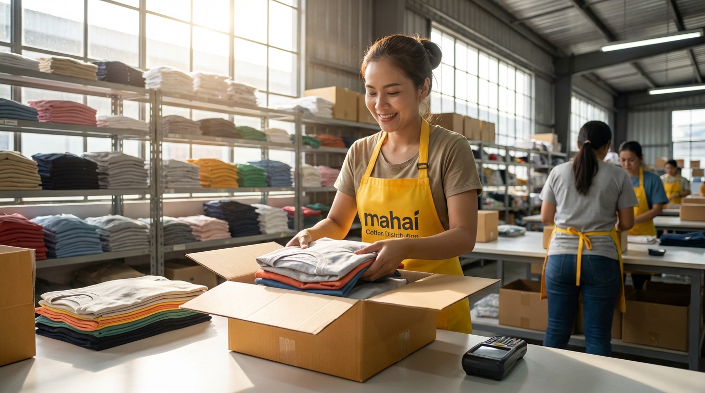 พนักงานกำลังแพ็คสินค้า