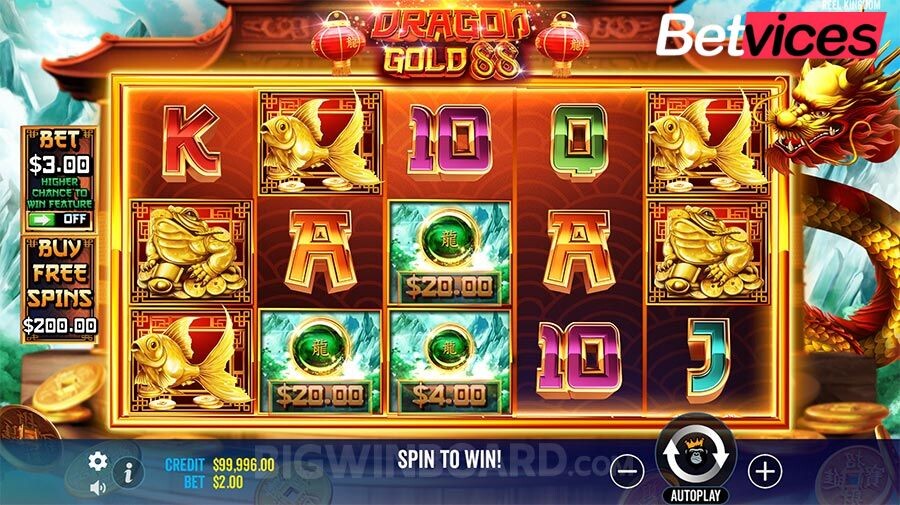 Betvice เกม Dragon Gold 88 สล็อตเทพเจ้ามังกรทอง 88 กลางบท