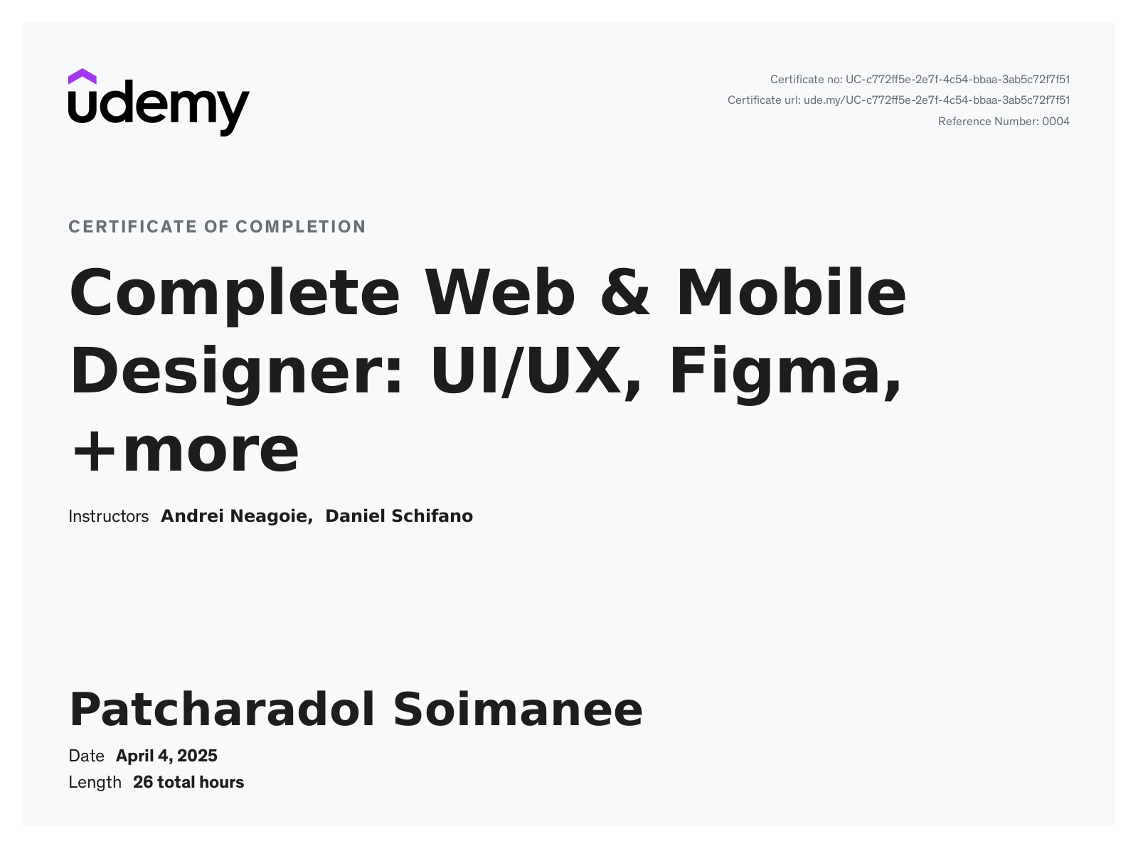 Certificate of Completion