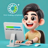 DALLE-2024-10-27-16.37.44---Create-a-3D-cartoon-image-of-a-24-year-old-man-with-a-joyful-expression-sitting-at-a-computer-which-displays-a-loading-icon-and-the-message-