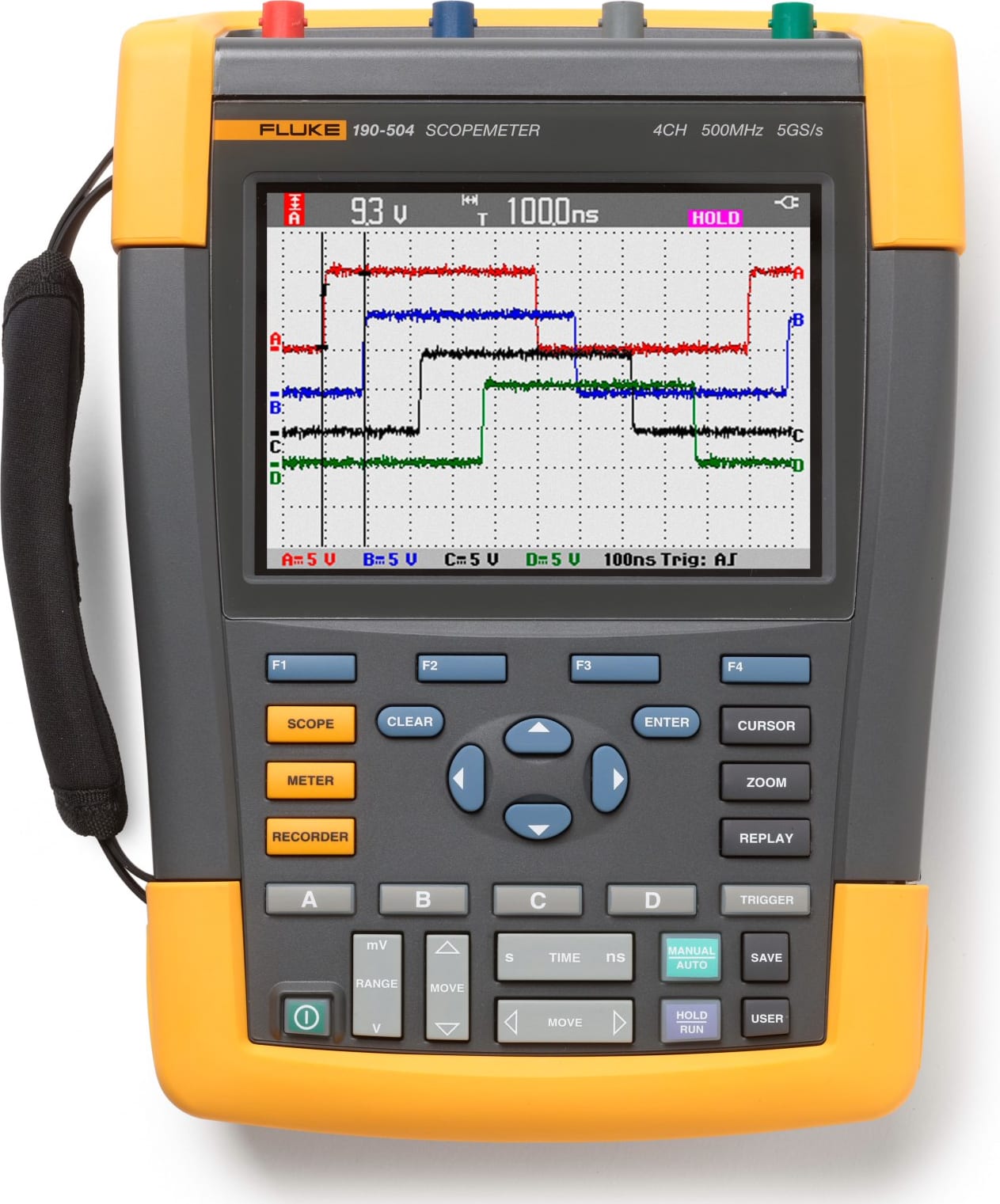 Fluke 190-504-III-S Color ScopeMeter with FlukeView-2 software package, 500 MHz, 4 channel