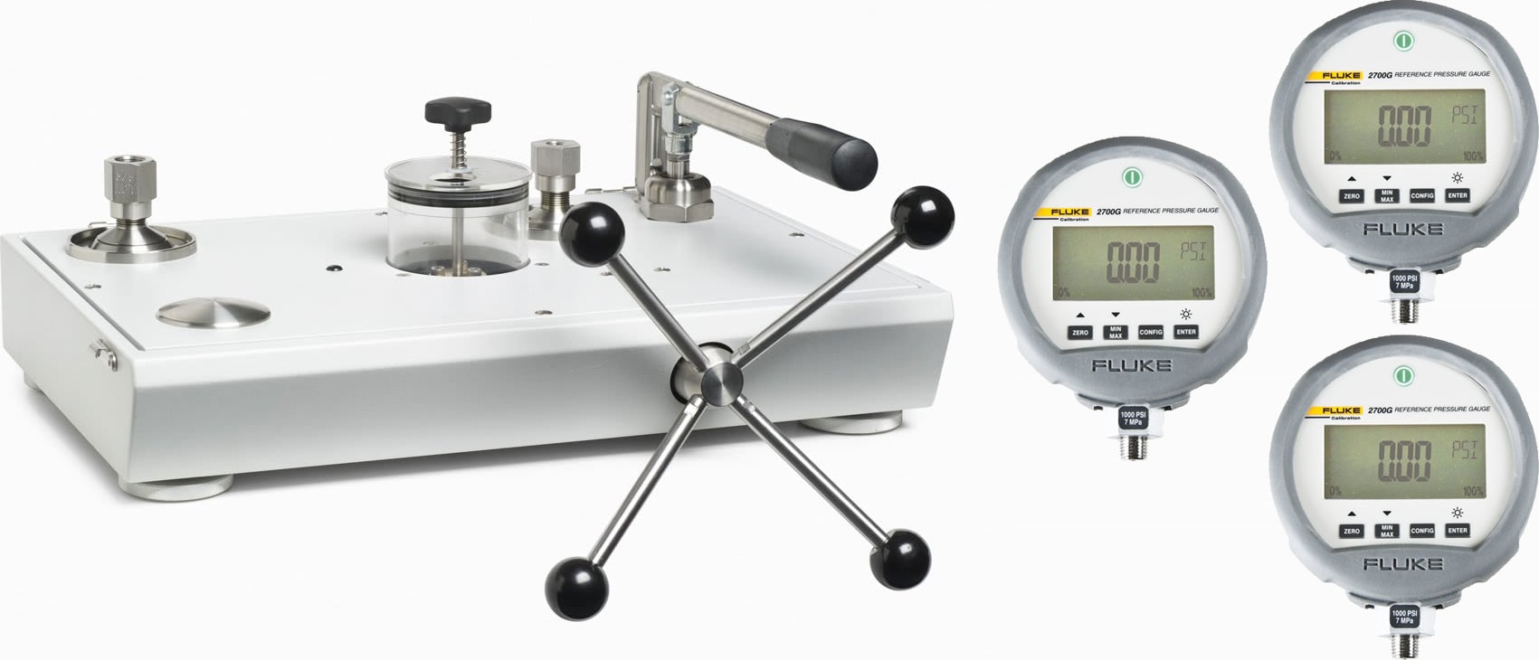 Fluke P5515-2700G-3/C Hydraulic Pressure Comparator, 3 Gauges Accredited