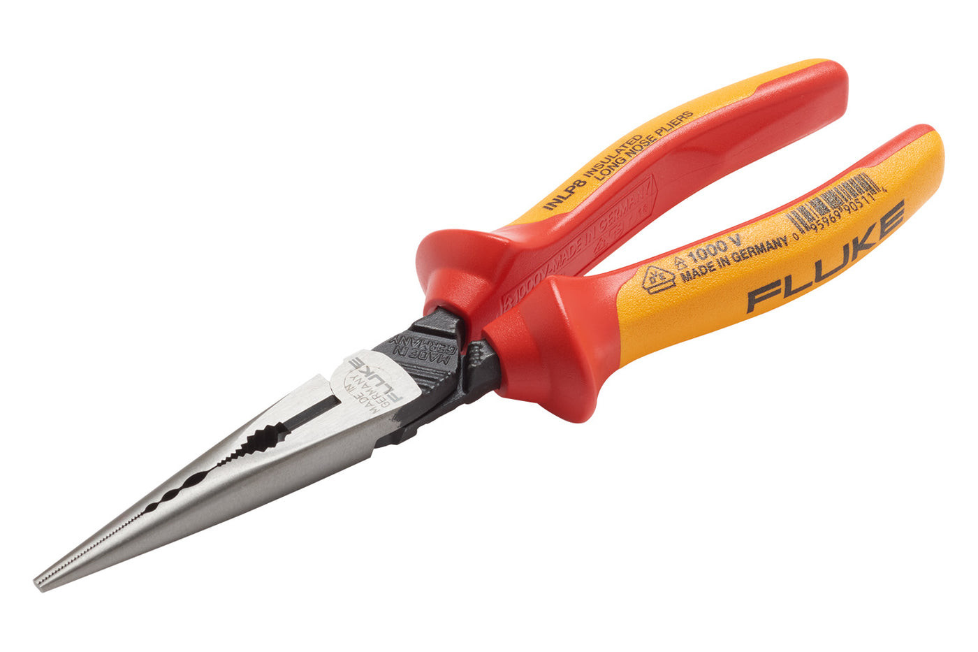 Fluke INLP8 Insulated Long Nose Pliers with Side Cutter & Gripping Zones, 1000 V