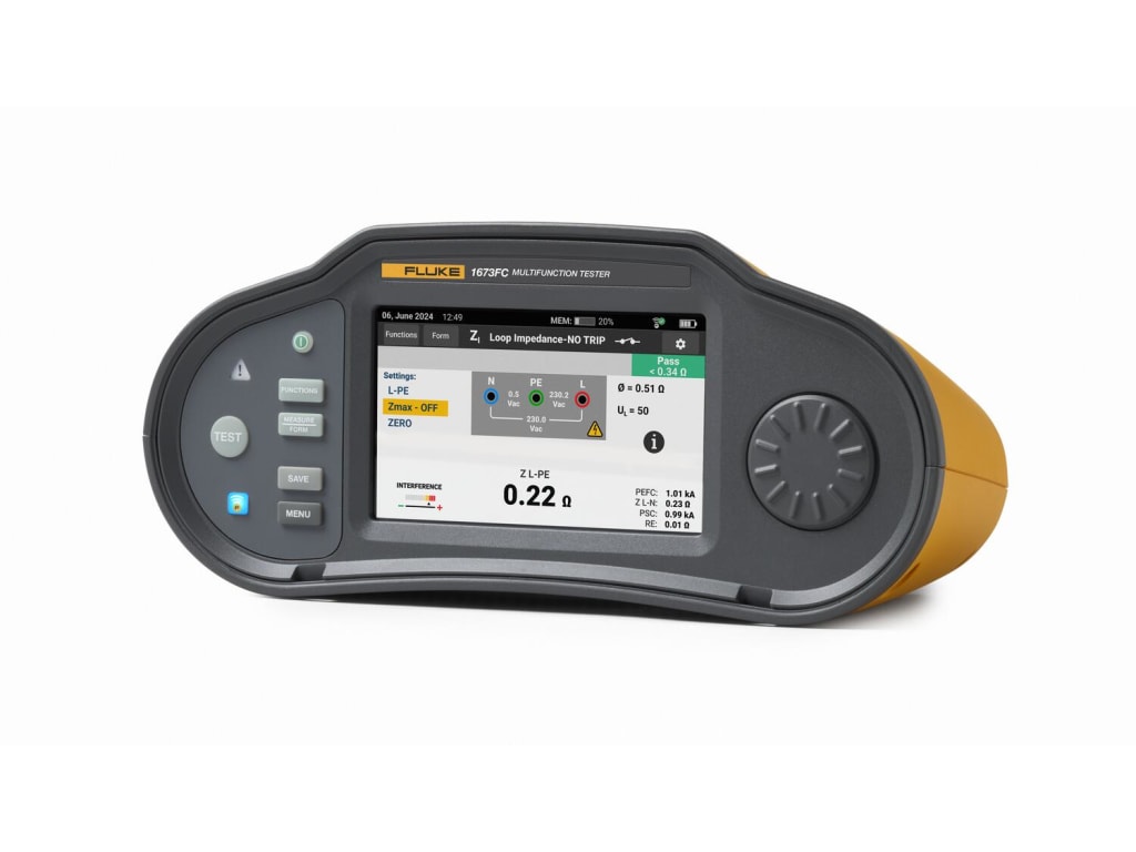 Fluke 1673FC US FTT Multifunctional Installation Tester with auto test, Fluke Connect™ and Trutest Software, 1000 V, 2000 Ω