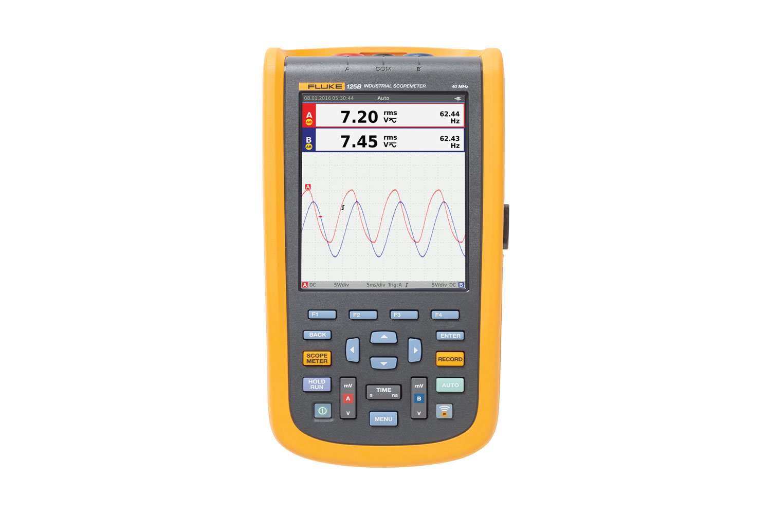 Fluke 125B Industrial ScopeMeter Hand-Held Oscilloscope with AC clamp, 40 MHz