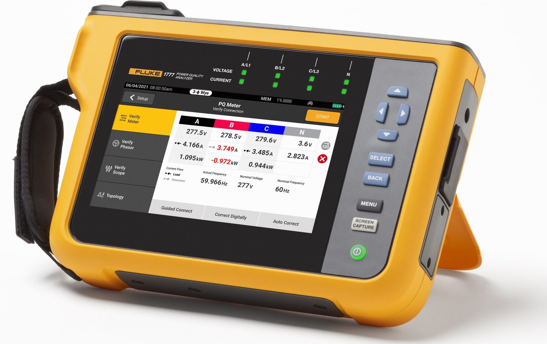 Fluke 1777/FPC Three-Phase Power Quality Analyzer with one-year Premium Care, 8 kV