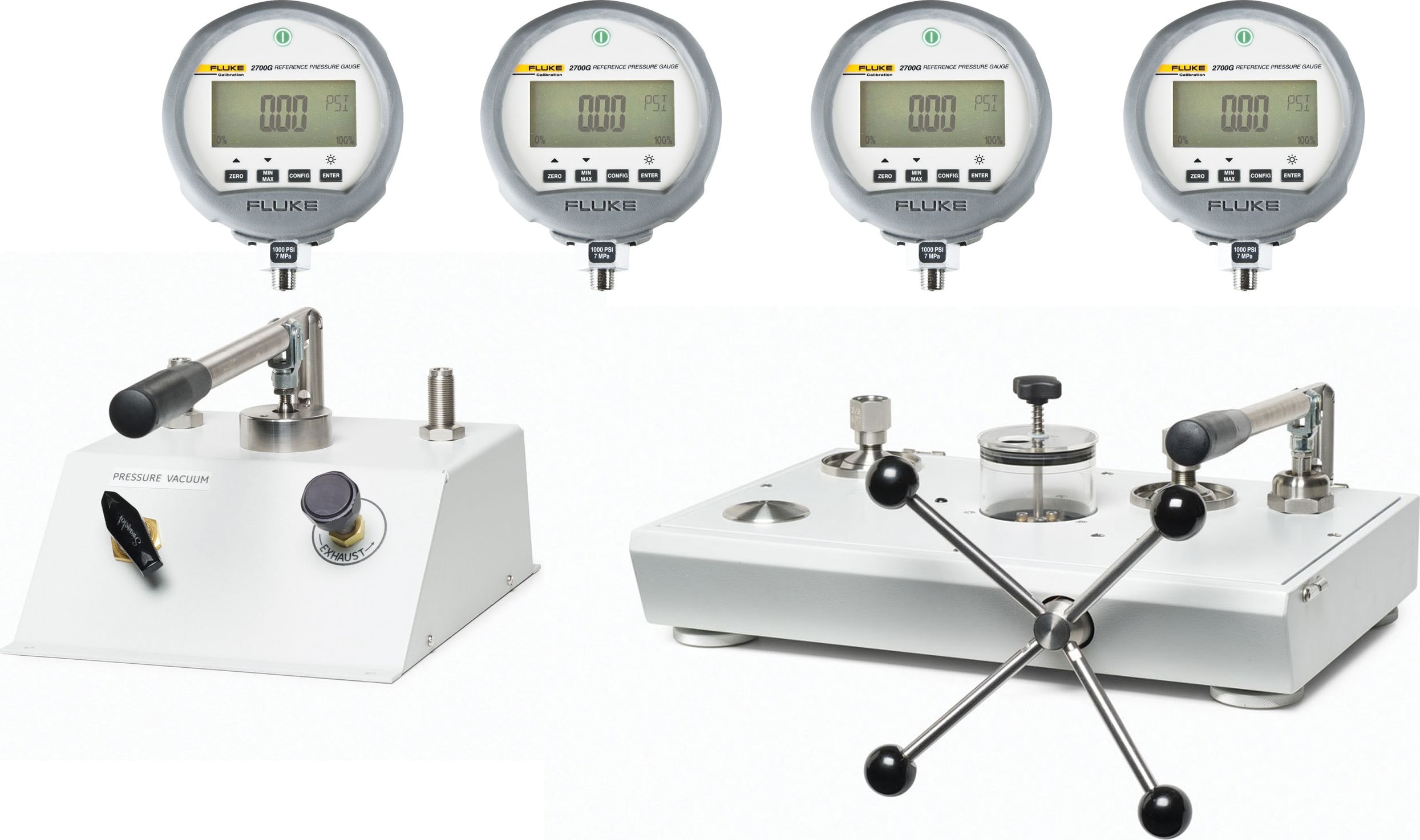 Fluke P5510/15-2700G-4/C Pneumatic Pressure Calibrator, 4 Gauges Accredited, 0 to 300psi
