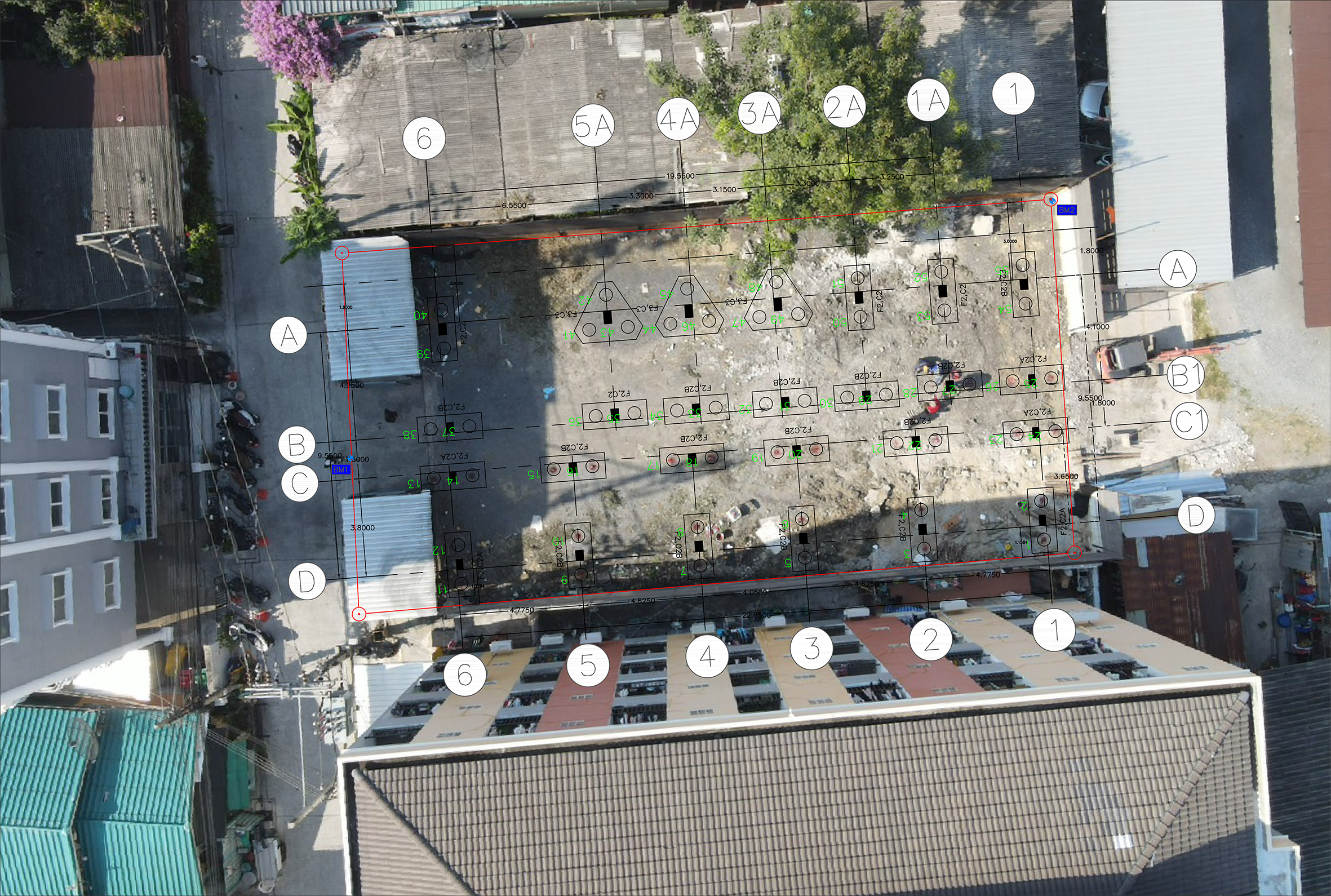 วางผังเสาเข็มหอพัก กรุงเทพ