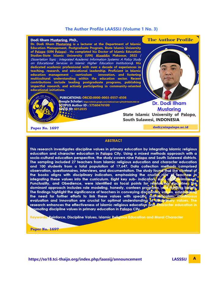 The First Author Profile LAASSIJ Vol.1 No. 3 1