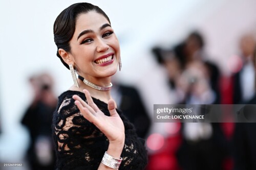 British-Thai actress Araya Hargate arrives for the screening of the film "Megalopolis" at the 77th edition of the Cannes Film Festival in Cannes, southern France, on May 16, 2024. (Photo by LOIC VENANCE / AFP) (Photo by LOIC VENANCE/AFP via Getty Images)