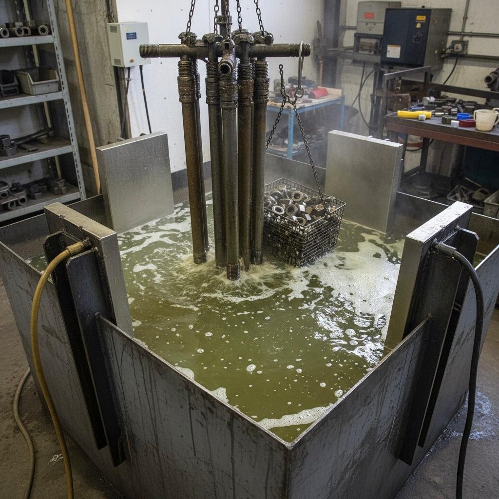 Alkaline electro degreaser for oils/wax/grease